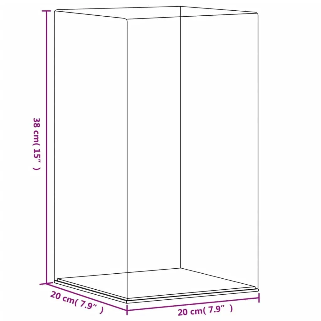Acrylic Display Box Dustproof 20x20x38 cm Transparent
