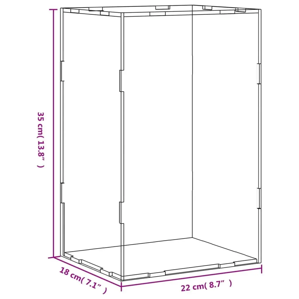 Acrylic Display Box Transparent 22 x 18 x 35 cm Dustproof Protection Case