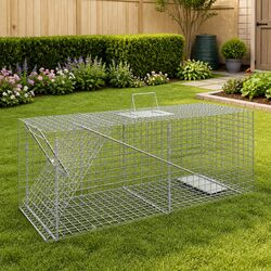 Animal Trap Live Catch Humane 64.5x25x26.5cm Galvanised Iron Wire Mesh