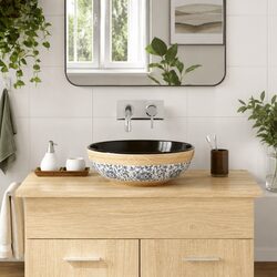 Round Countertop Basin Ceramic Bathroom Sink Vessel Bowl Washroom 41cm