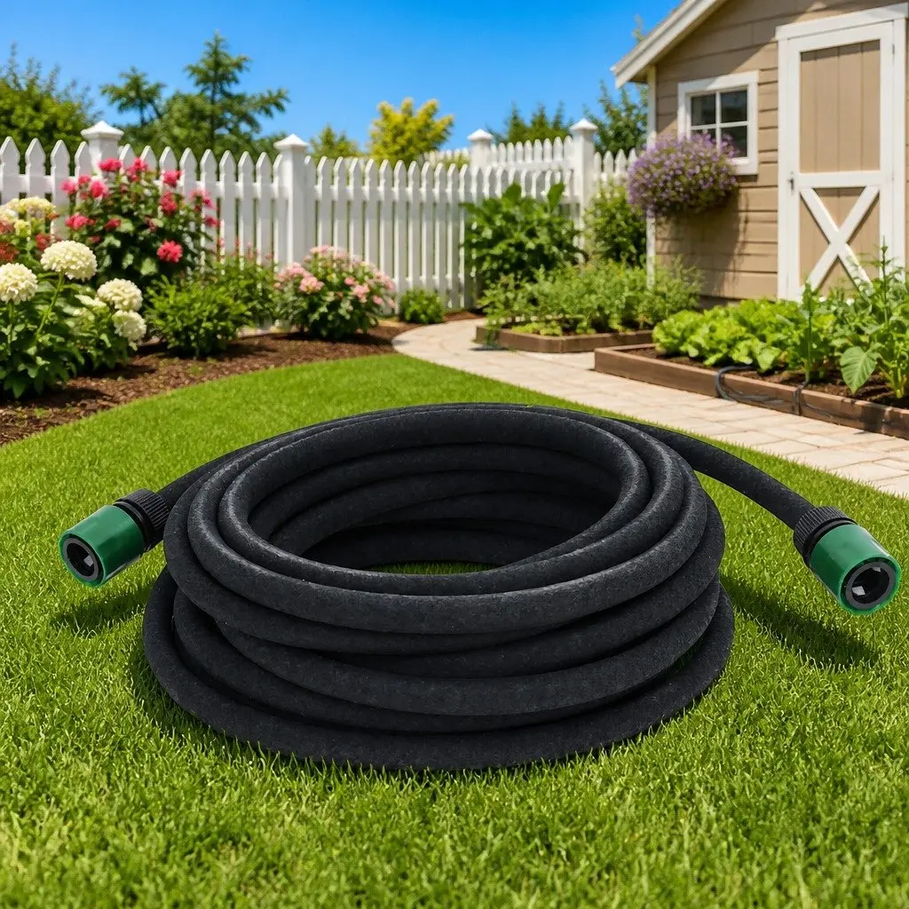 Garden Soaker Hose 10m Black Drip Irrigation Watering Flexible Hose Coil
