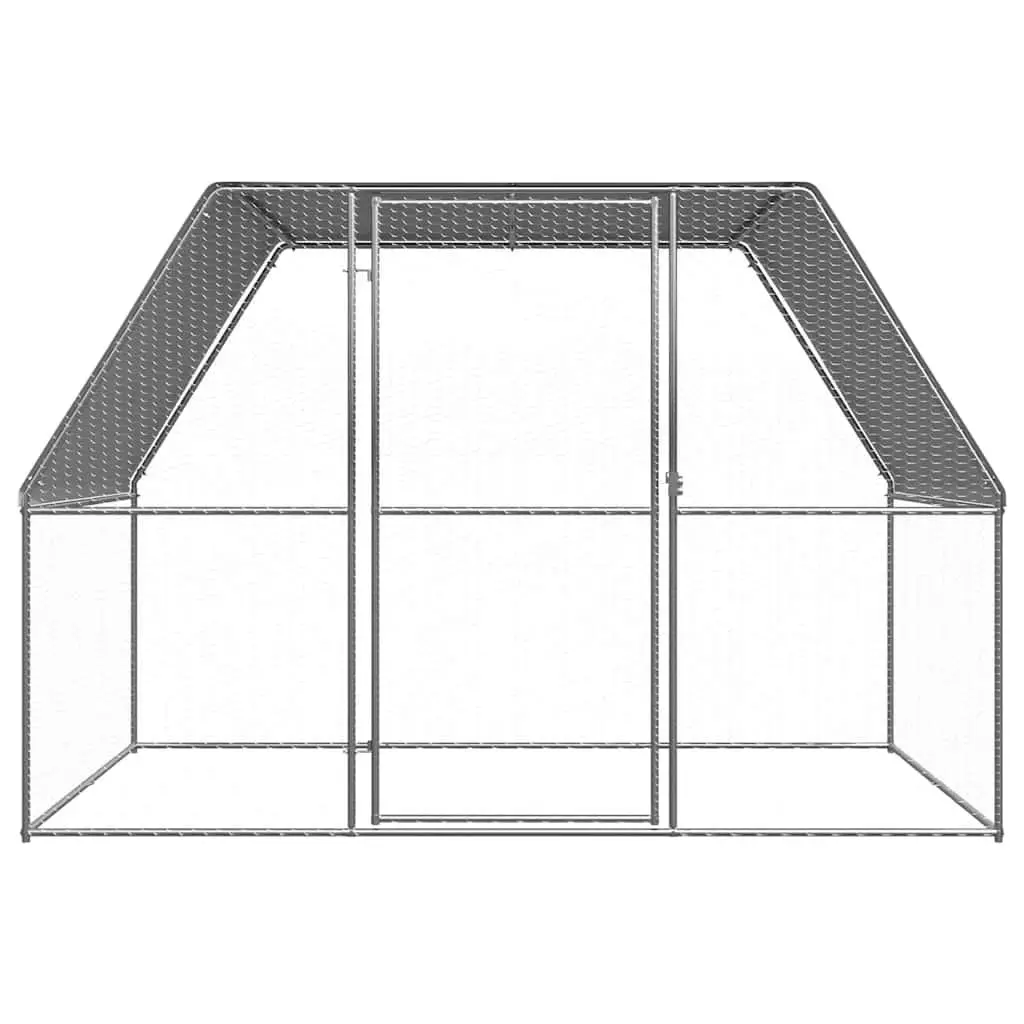 Chicken Cage Galvanised Steel 3x2x2m Outdoor Enclosure Silver and Grey Poultry Run