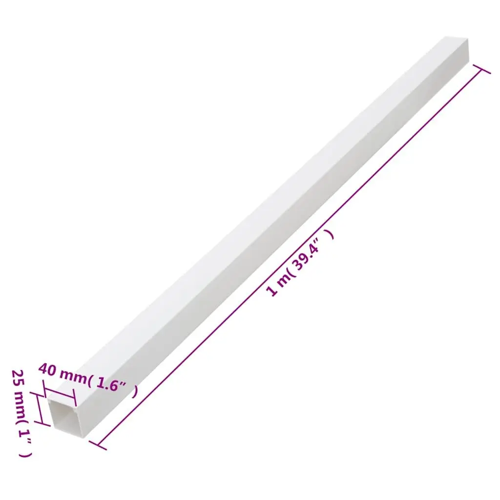 Cable Trunking PVC 40x25 mm 30 m White Wall Floor Ceiling Cord Cover Management