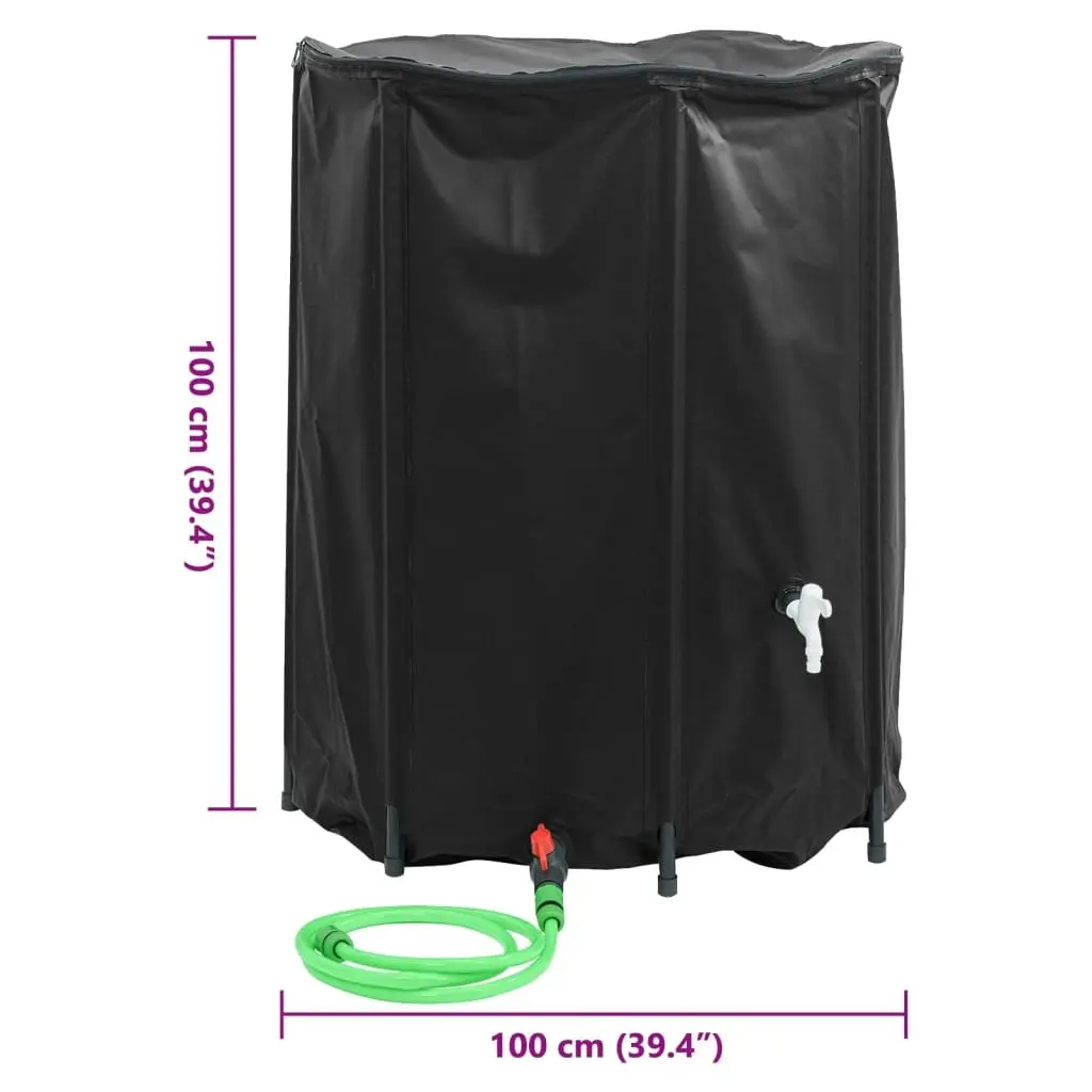 Collapsible Water Tank PVC 750L Black Foldable Rain Collection Storage with Tap