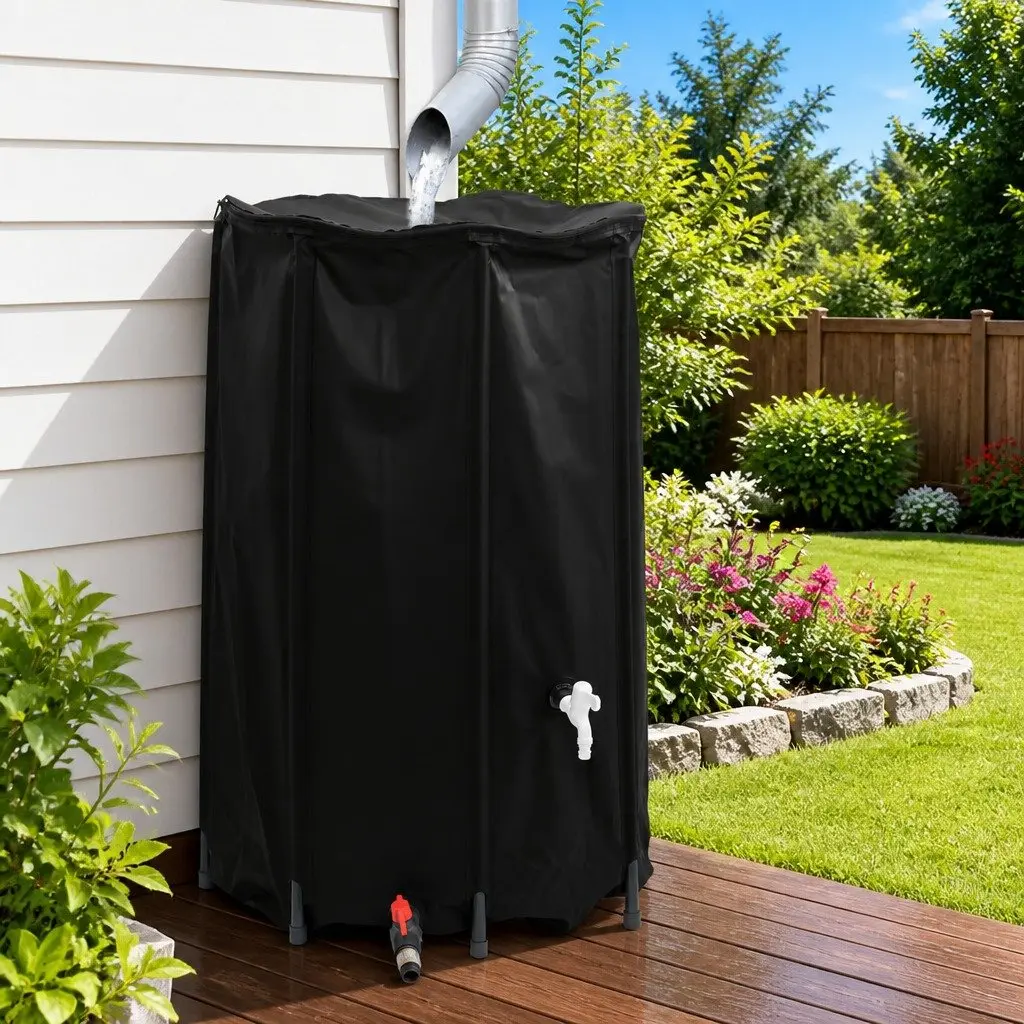 Water Tank PVC Foldable 500L Collapsible Rainwater Storage Black