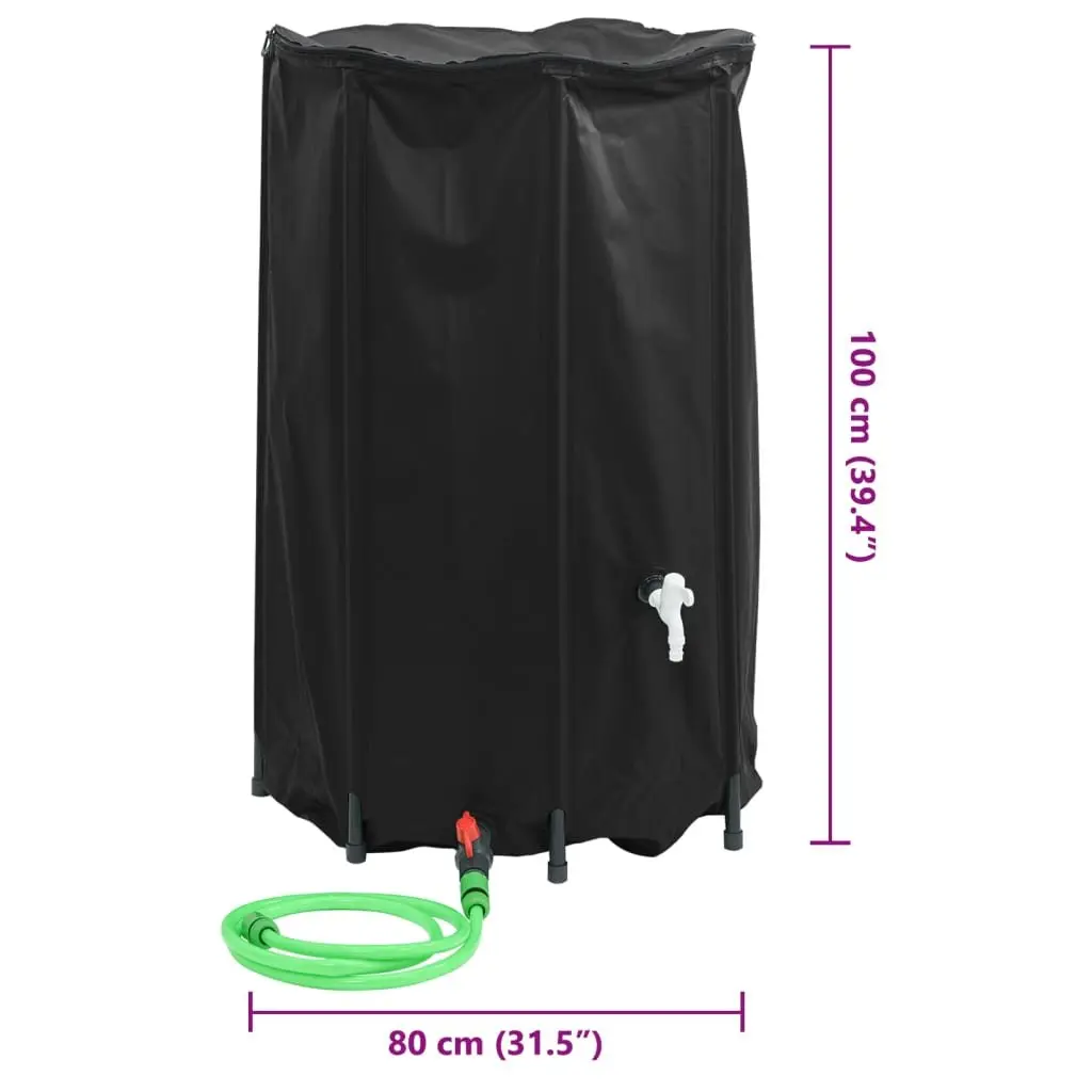 Water Tank PVC Foldable 500L Collapsible Rainwater Storage Black