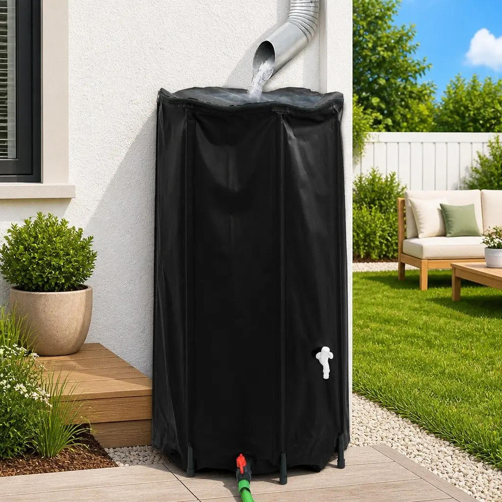 Water Tank Collapsible PVC 250L Foldable Black with Tap