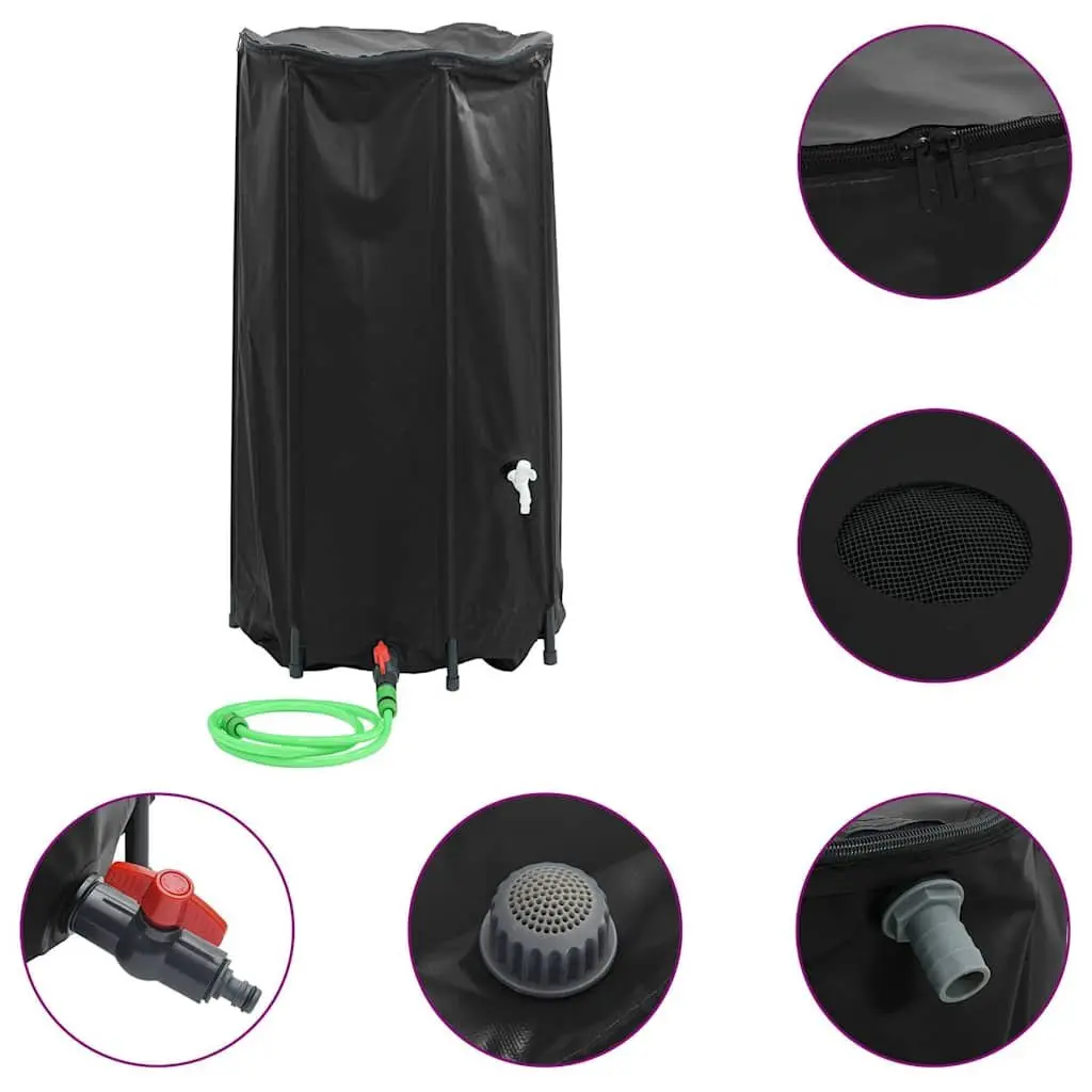 Water Tank Collapsible PVC 250L Foldable Black with Tap