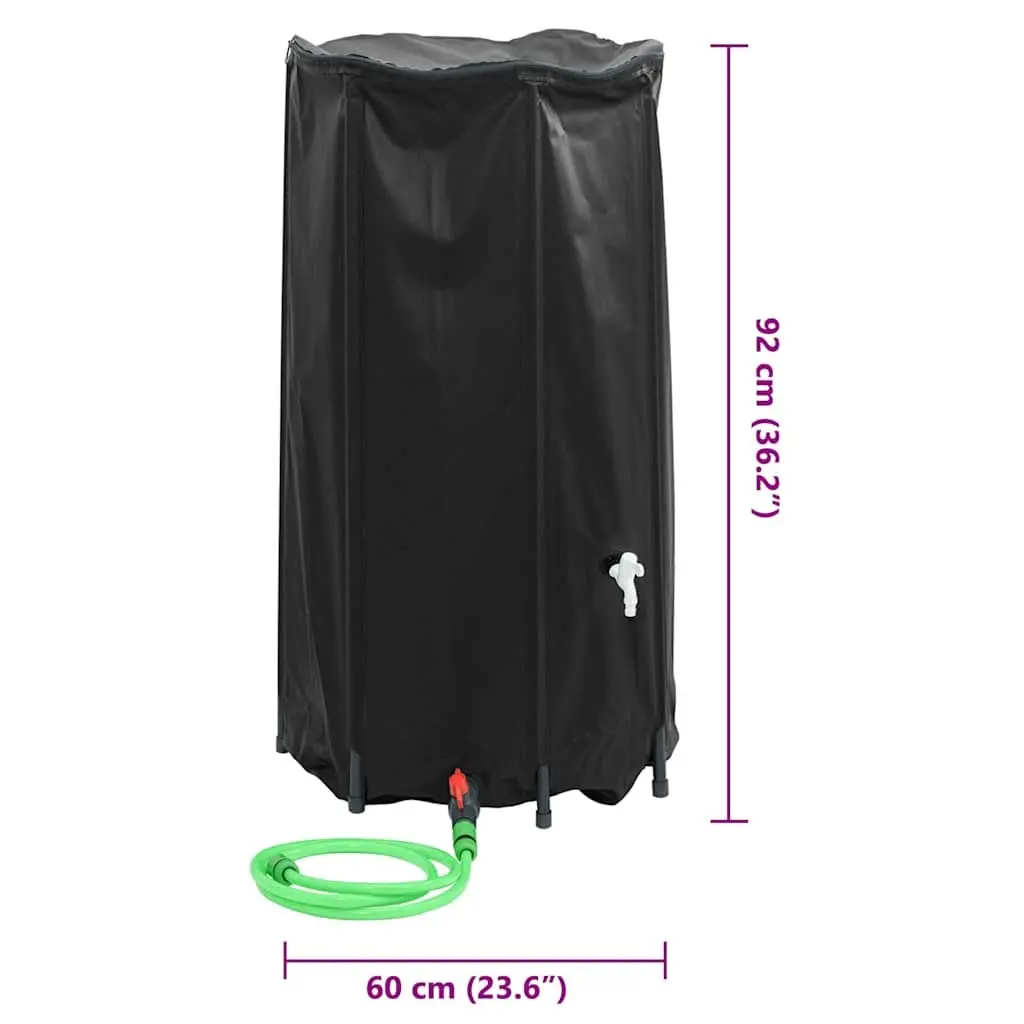 Water Tank Collapsible PVC 250L Foldable Black with Tap