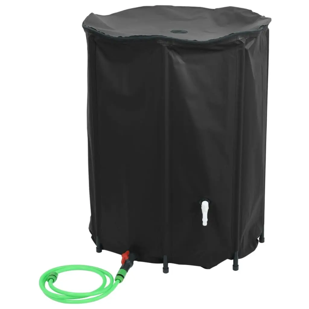 Collapsible Water Tank PVC 1350L Foldable Black with Tap for Garden Rainwater Storage