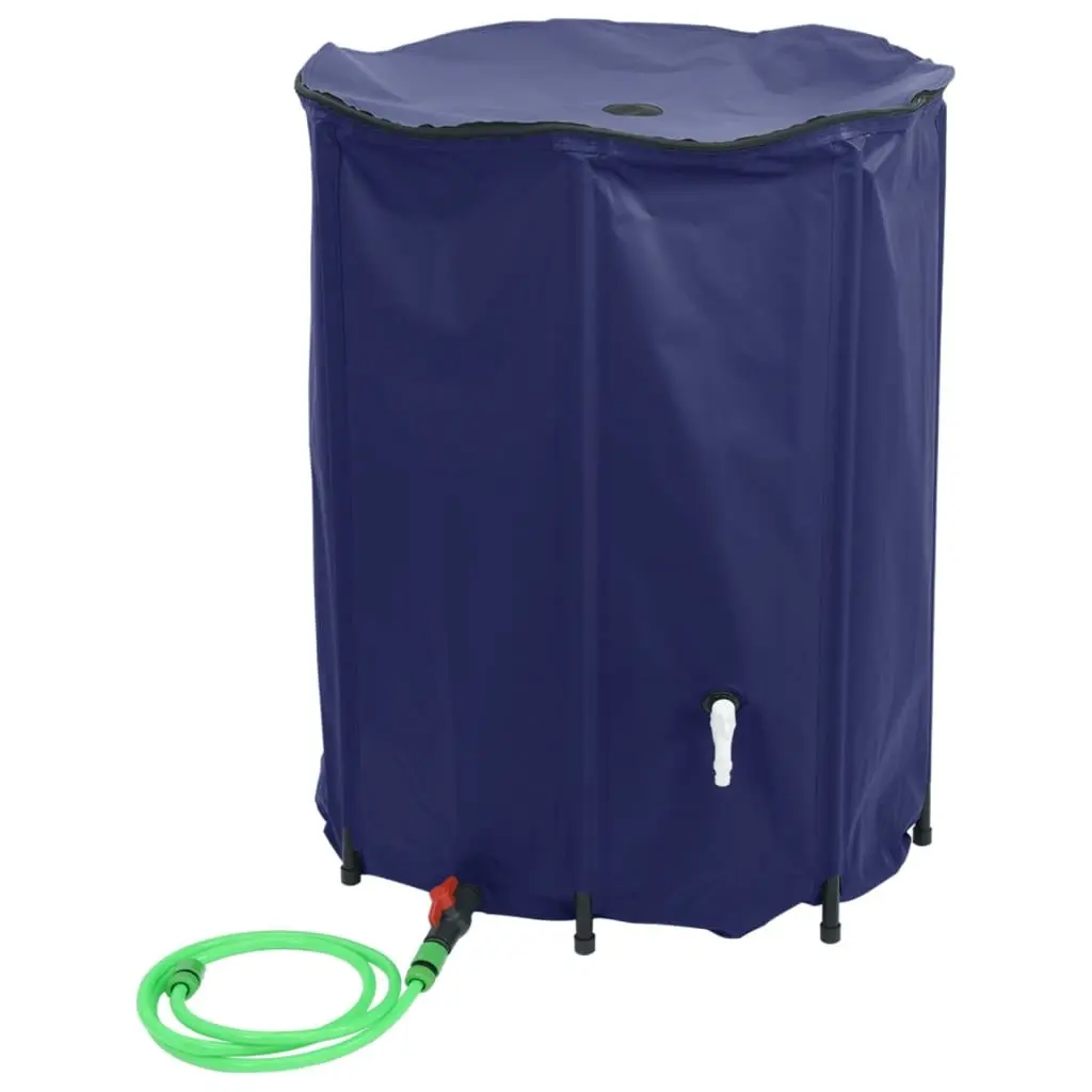 Water Tank with Tap Foldable 1350L Blue Collapsible Rain Storage Garden