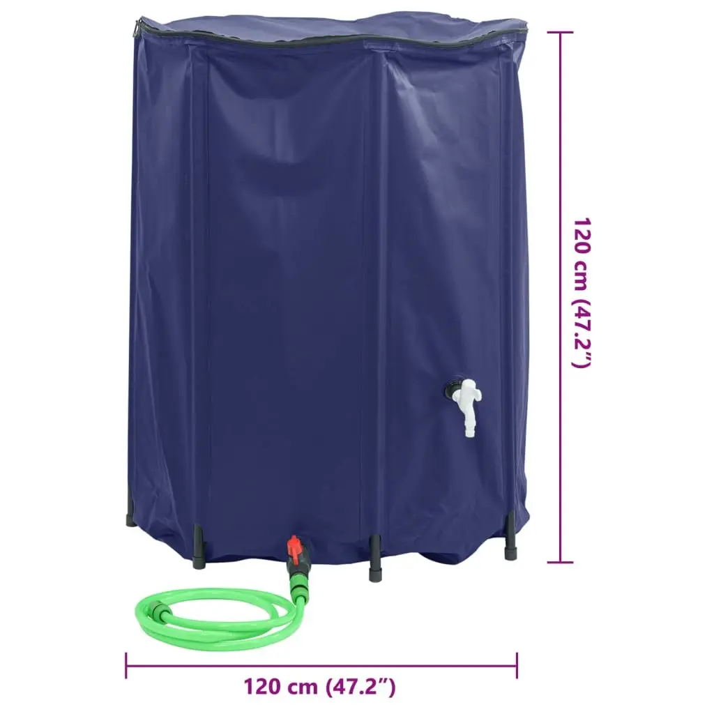 Water Tank with Tap Foldable 1350L Blue Collapsible Rain Storage Garden