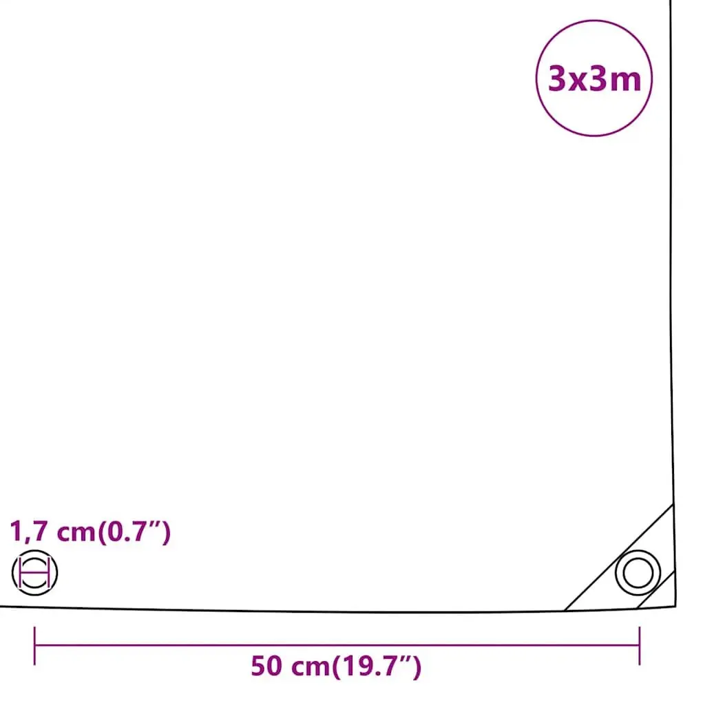 Heavy-Duty Tarpaulin PVC Coated 3x3m Anthracite Water-Resistant UV Protection