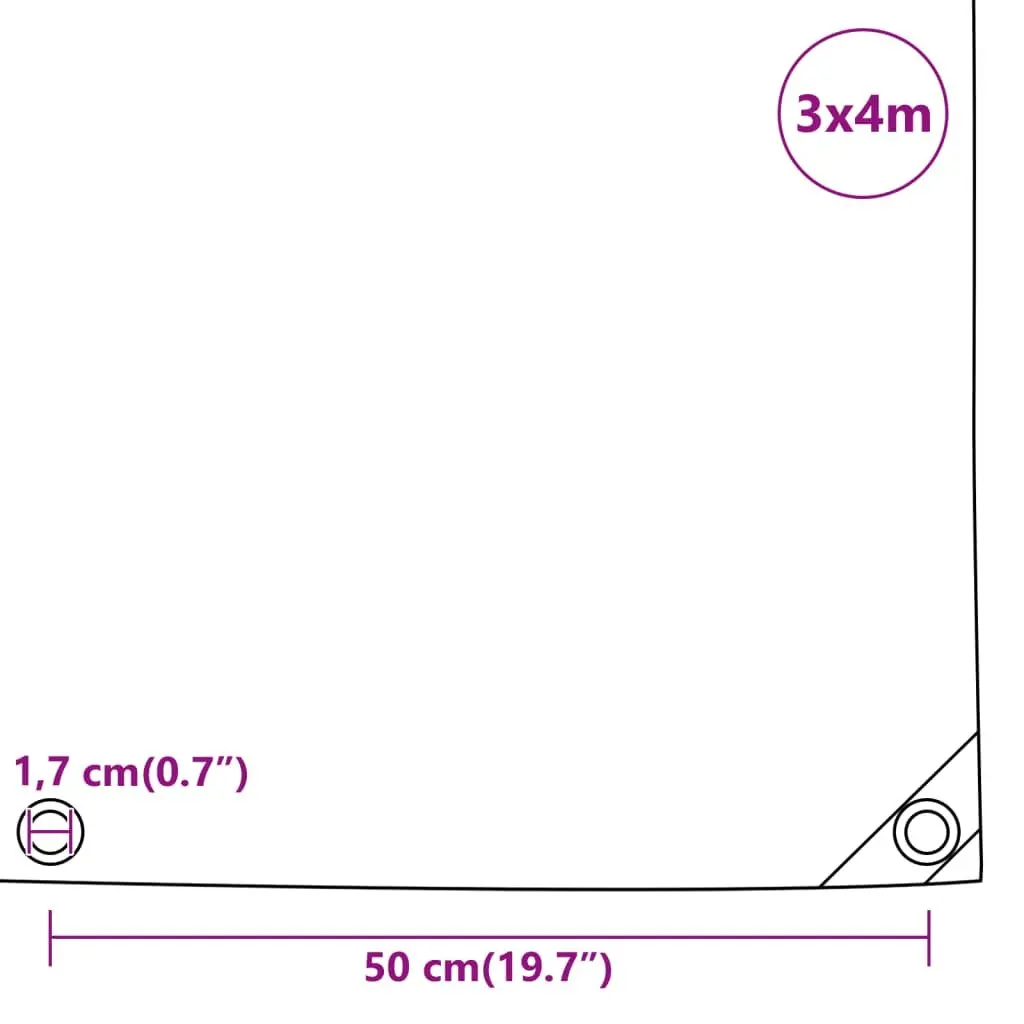 Tarpaulin Heavy Duty Water Resistant Anthracite Cover 3x4 m for Outdoor Furniture Protection