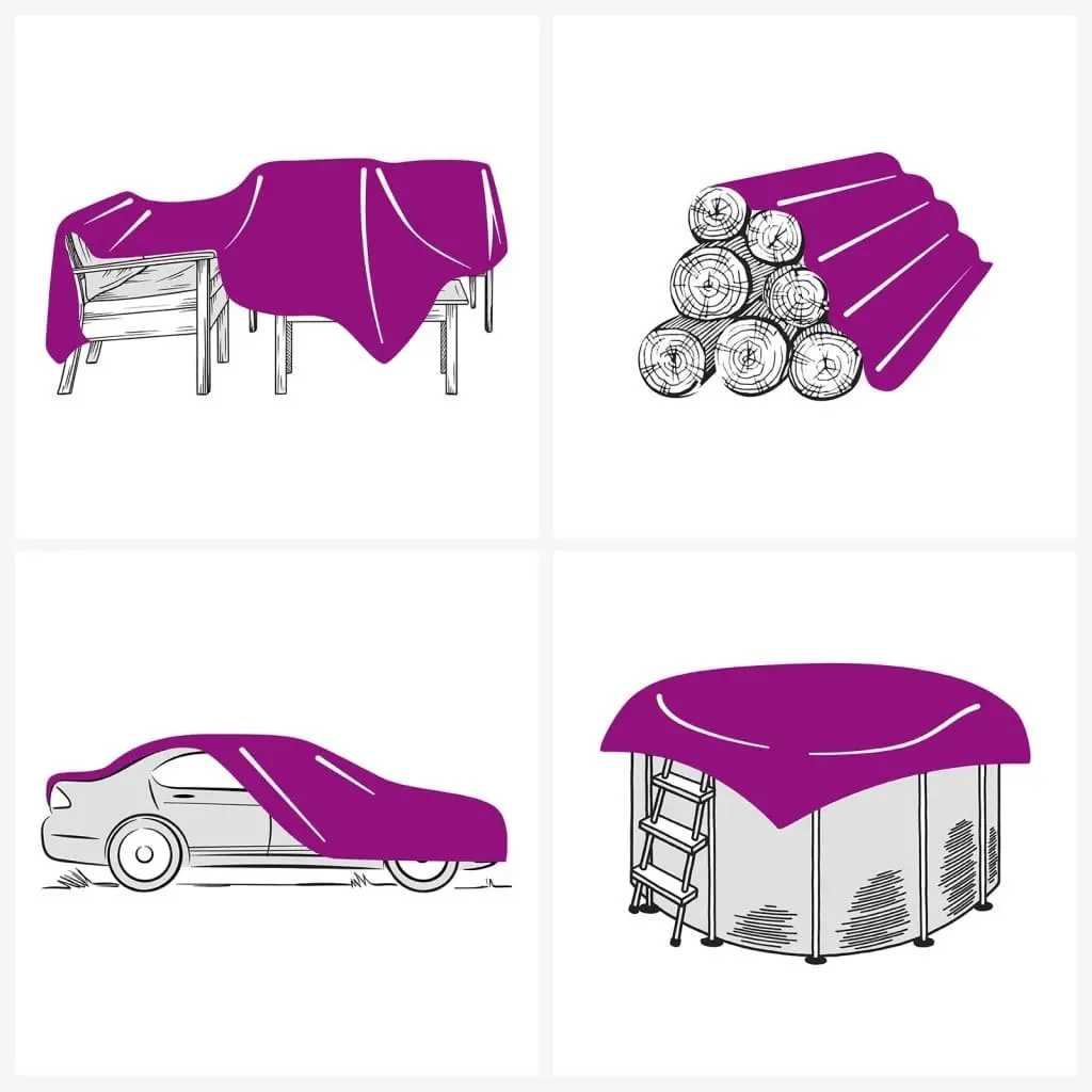 Heavy Duty Tarpaulin Waterproof 4x4m Anthracite UV Resistant Tear Resistant Cover for Garden Furniture Equipment and Temporary Shelter