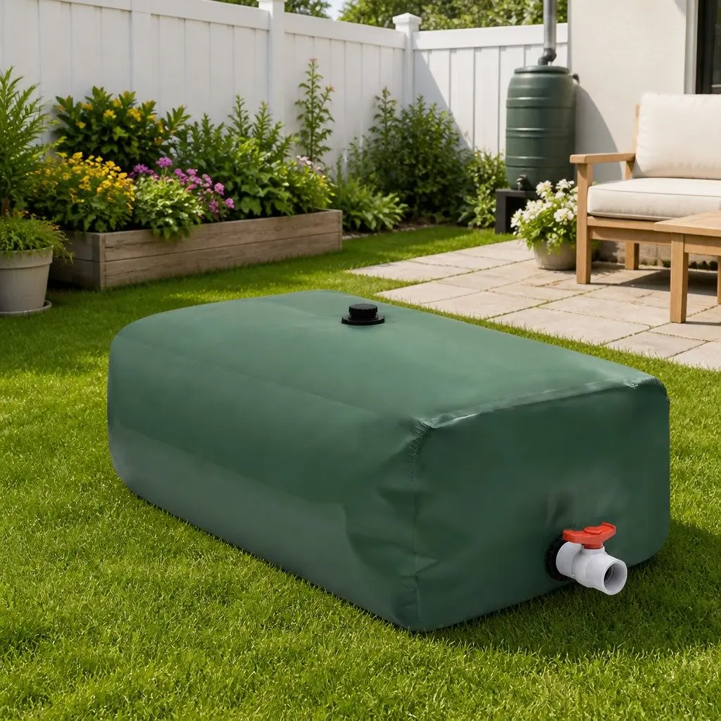 Foldable Water Tank PVC 500L Green with Tap