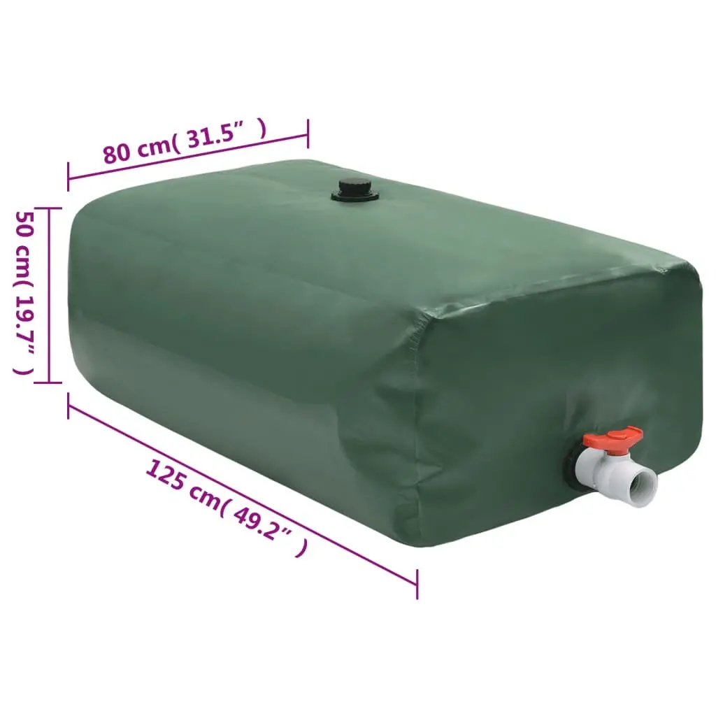 Foldable Water Tank PVC 500L Green with Tap