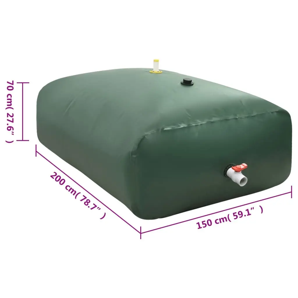 Foldable Water Tank PVC 2100L Green Garden Rainwater Collection Storage Container with Tap