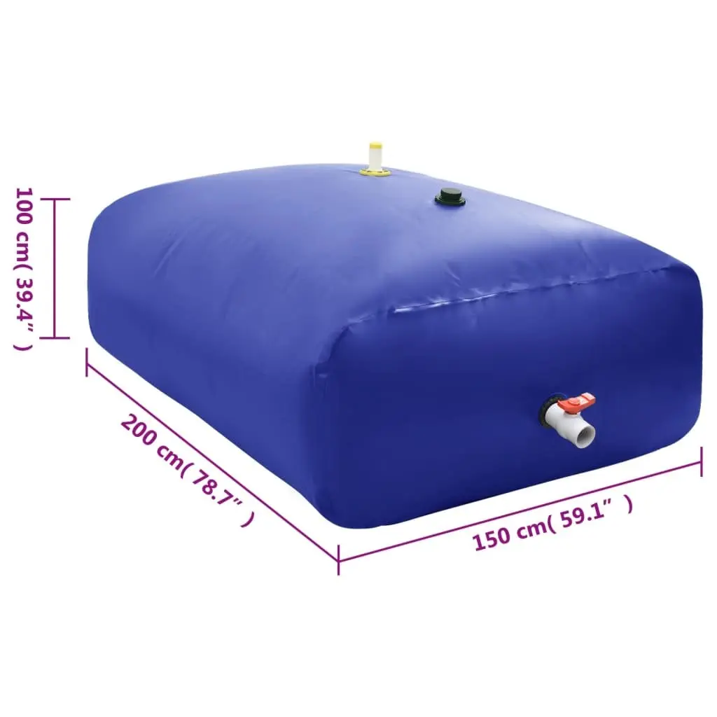 Foldable 3000L Water Tank Blue PVC for Garden Storage and Rainwater Collection