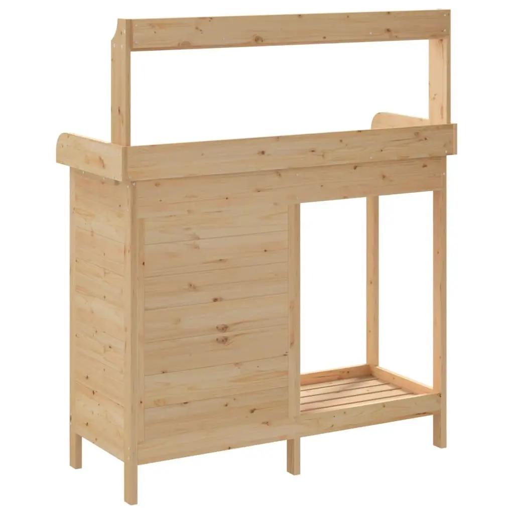 Potting Table Solid Fir Wood Brown with Storage Drawer Cabinet Shelf 1105x450x1245mm Gardening Tool Stand