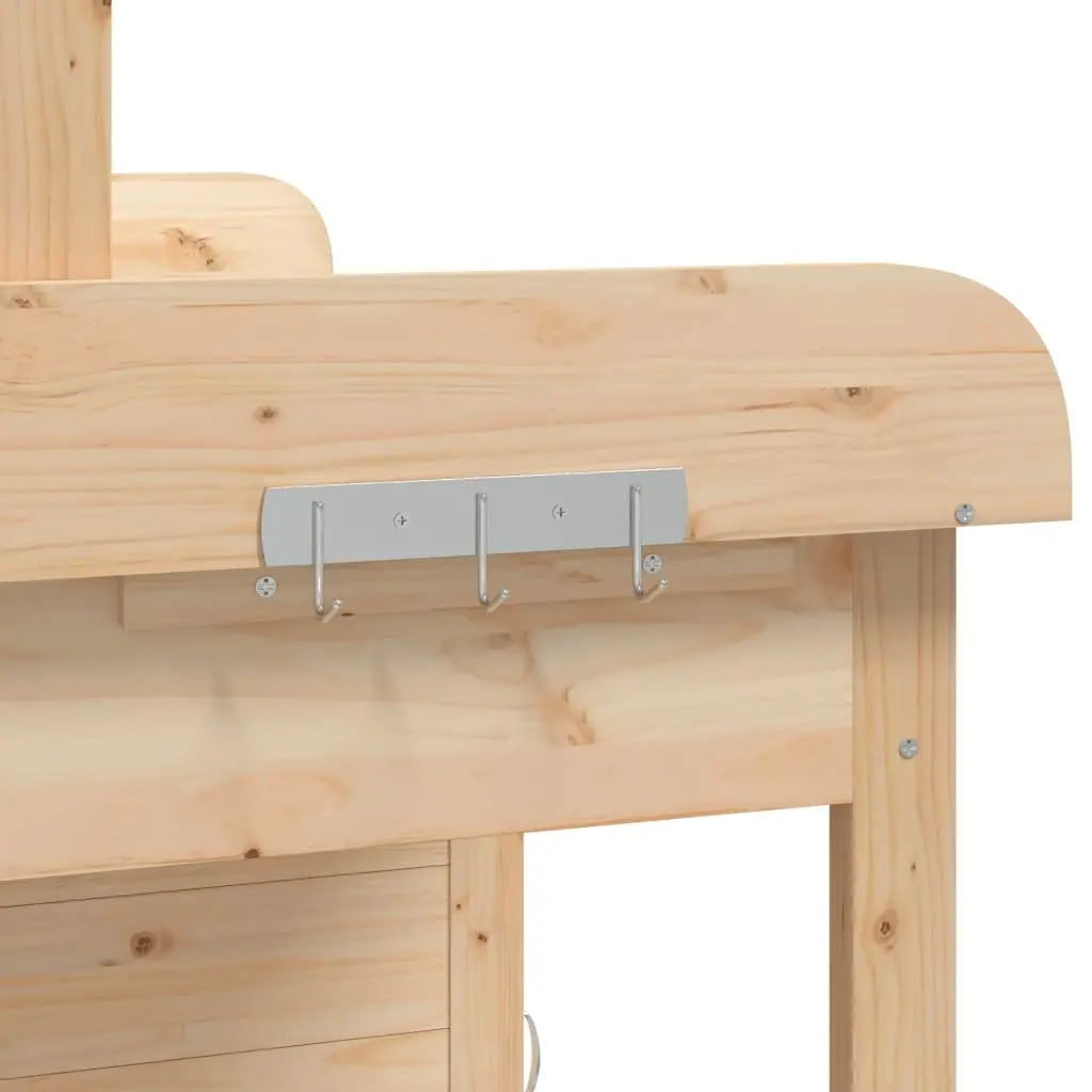 Potting Table Solid Fir Wood Brown with Storage Drawer Cabinet Shelf 1105x450x1245mm Gardening Tool Stand