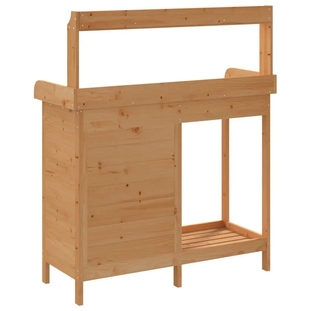 Potting Table Solid Fir Wood Brown 110.5x45x124.5 cm with Cabinet and Storage