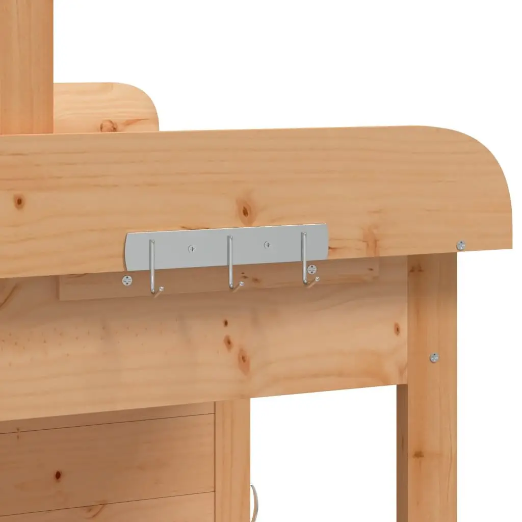 Potting Table Solid Fir Wood Brown 110.5x45x124.5 cm with Cabinet and Storage