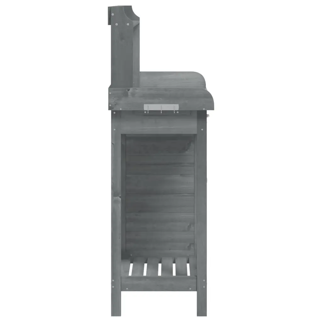 Grey Potting Table Solid Fir Wood 110.5x45x124.5 cm with Cabinet Storage and Zinc Covered Top