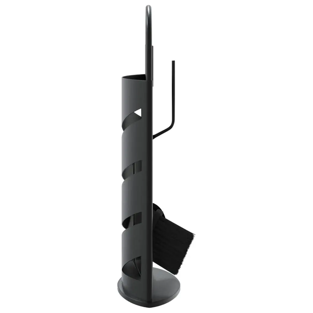 Fireplace Tool Set 5 Piece Steel Black Poker Brush Shovel Rack Stand Home