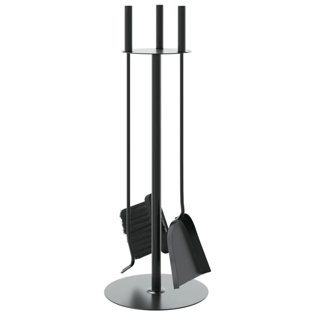 Fireplace Tool Set Steel 4 Piece Black Ash Cleaning Rack Poker Shovel Broom Brush