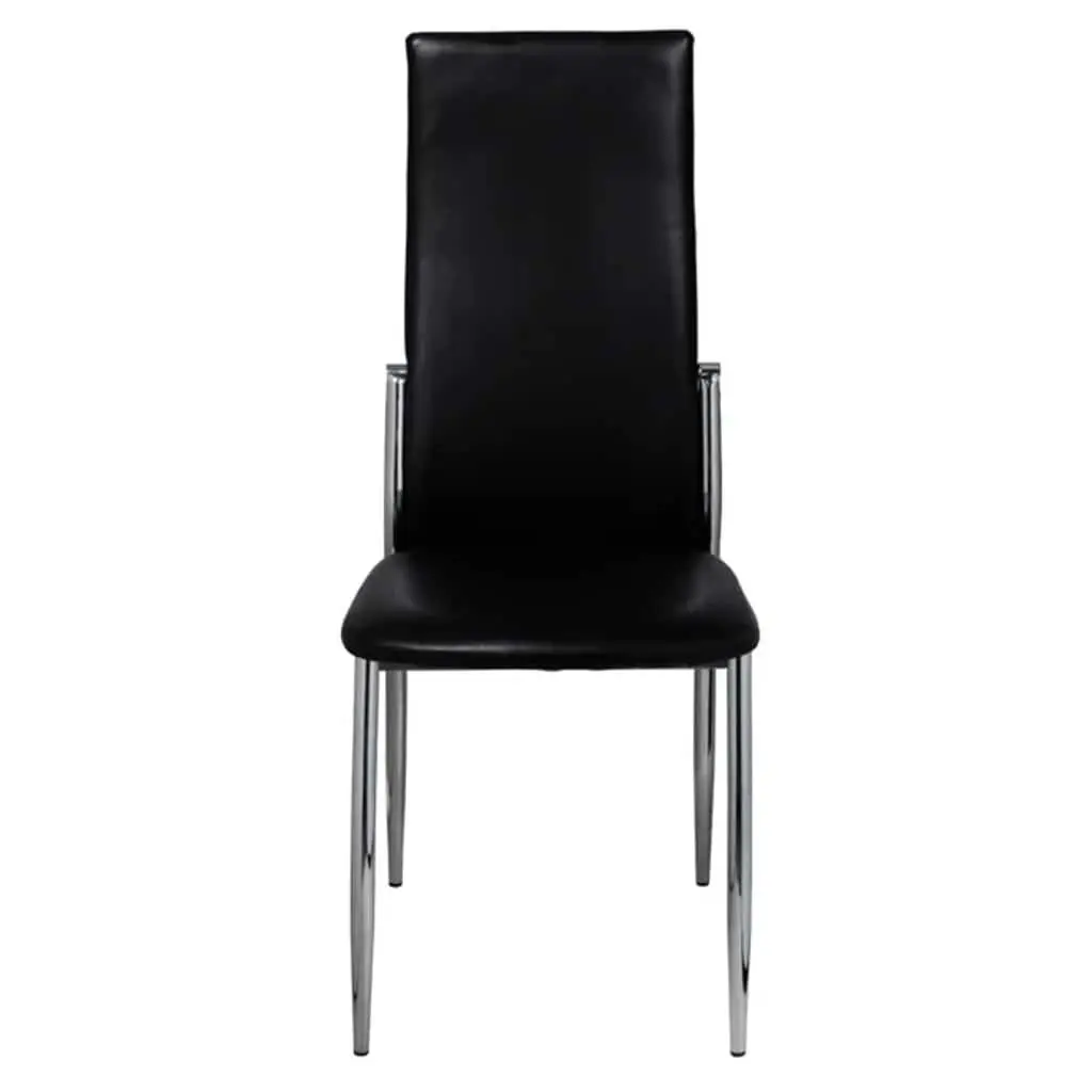 Dining Chairs Faux Leather High Backrest 6 Piece Set Black