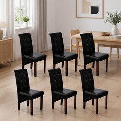 6-Piece Dining Chair Set in Black - Ergonomic and Safe