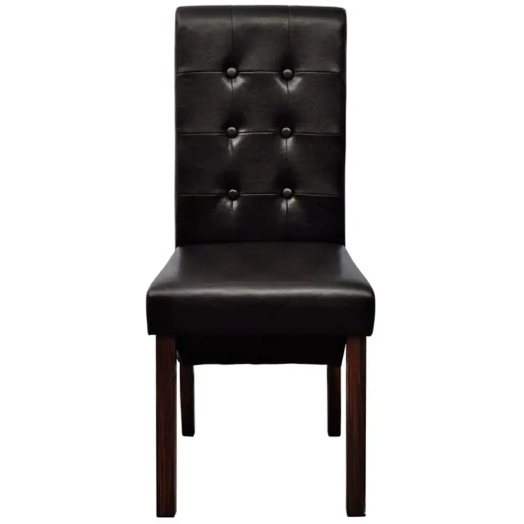 Dining Chairs Set 6 pcs Brown Faux Leather Padded Seats Kitchen Room Furniture