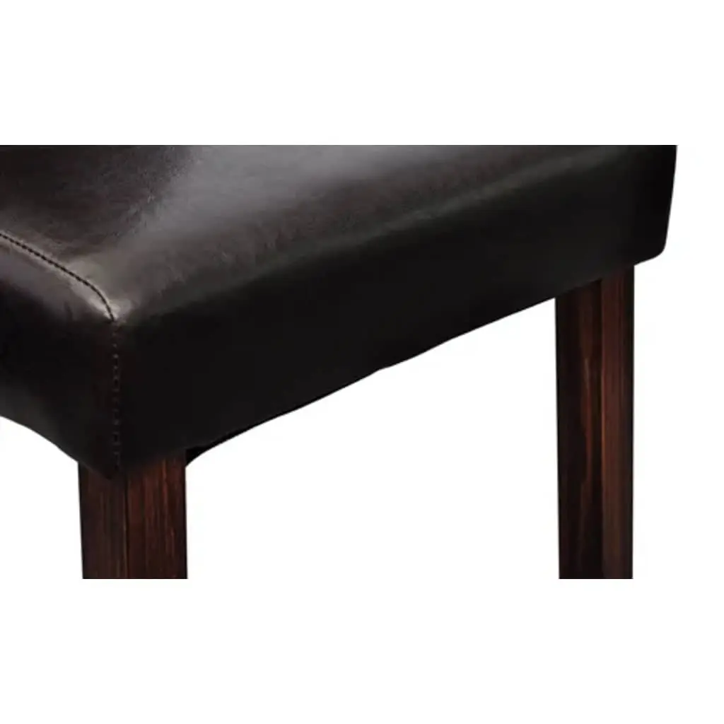 Dining Chairs Set 6 pcs Brown Faux Leather Padded Seats Kitchen Room Furniture