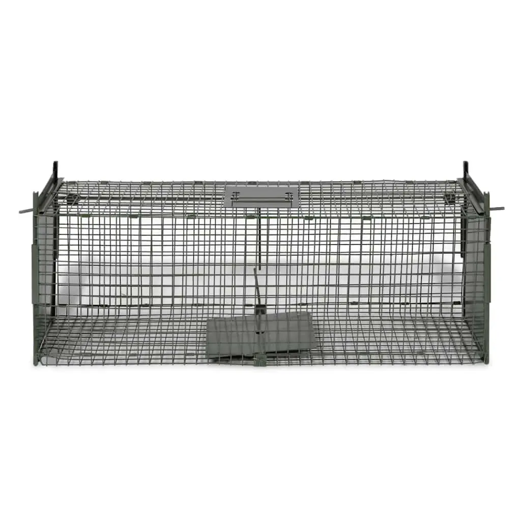 Live Animal Trap Cage Wire Mesh 2 Door Green Foldable Handle
