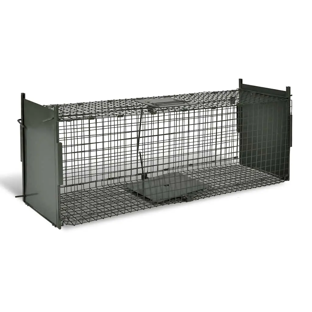 Live Animal Trap Cage Wire Mesh 2 Door Green Foldable Handle