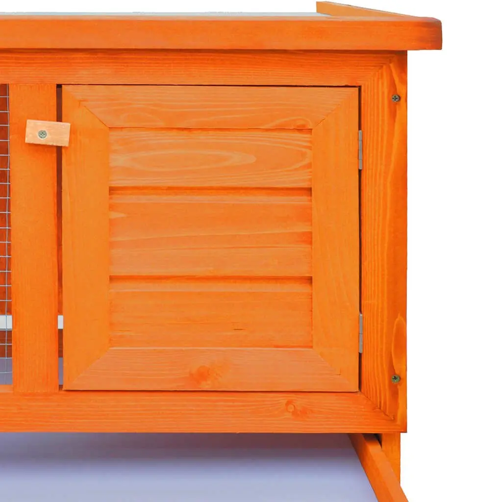 Wood Rabbit Hutch Single Layer Brown Cage
