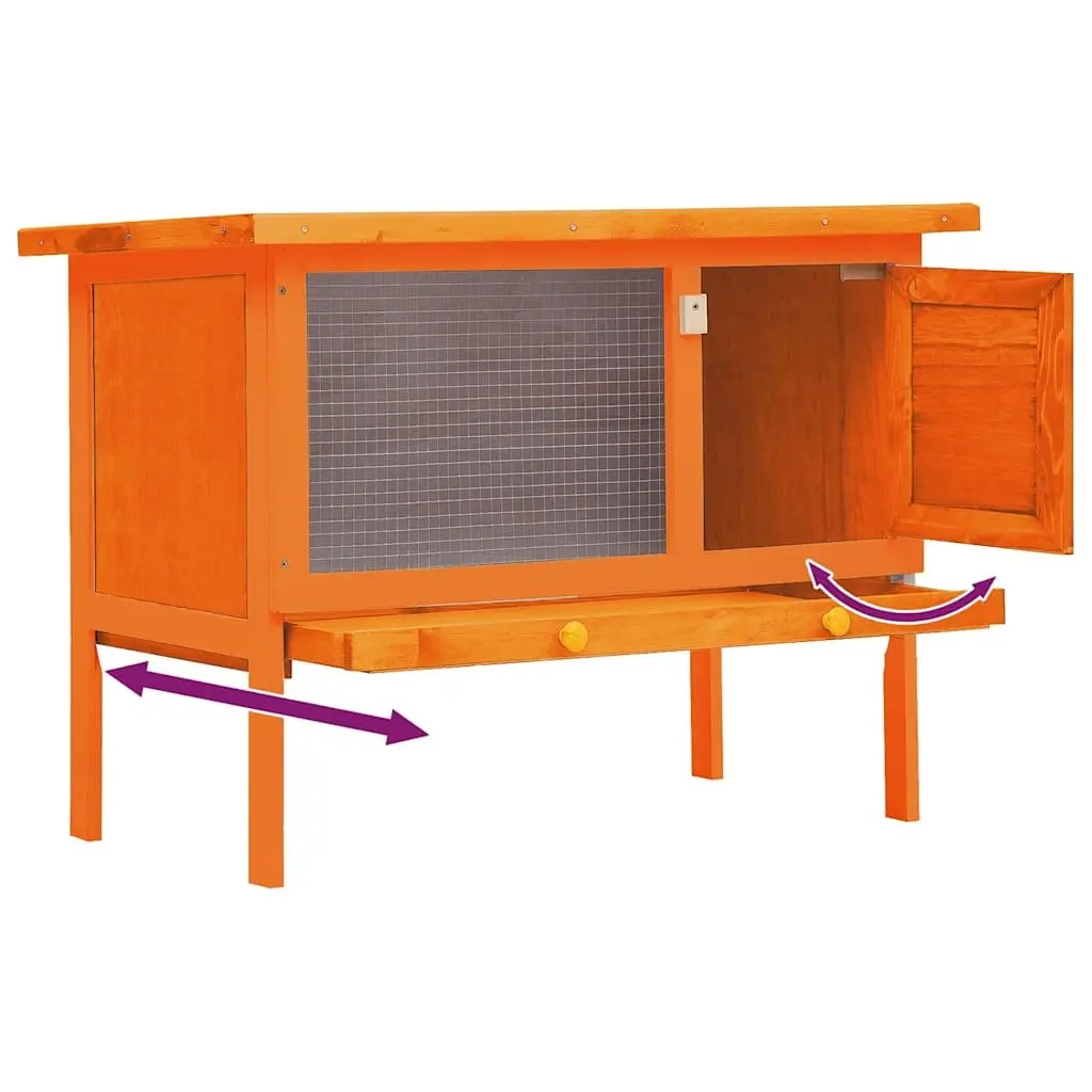 Wood Rabbit Hutch Single Layer Brown Cage