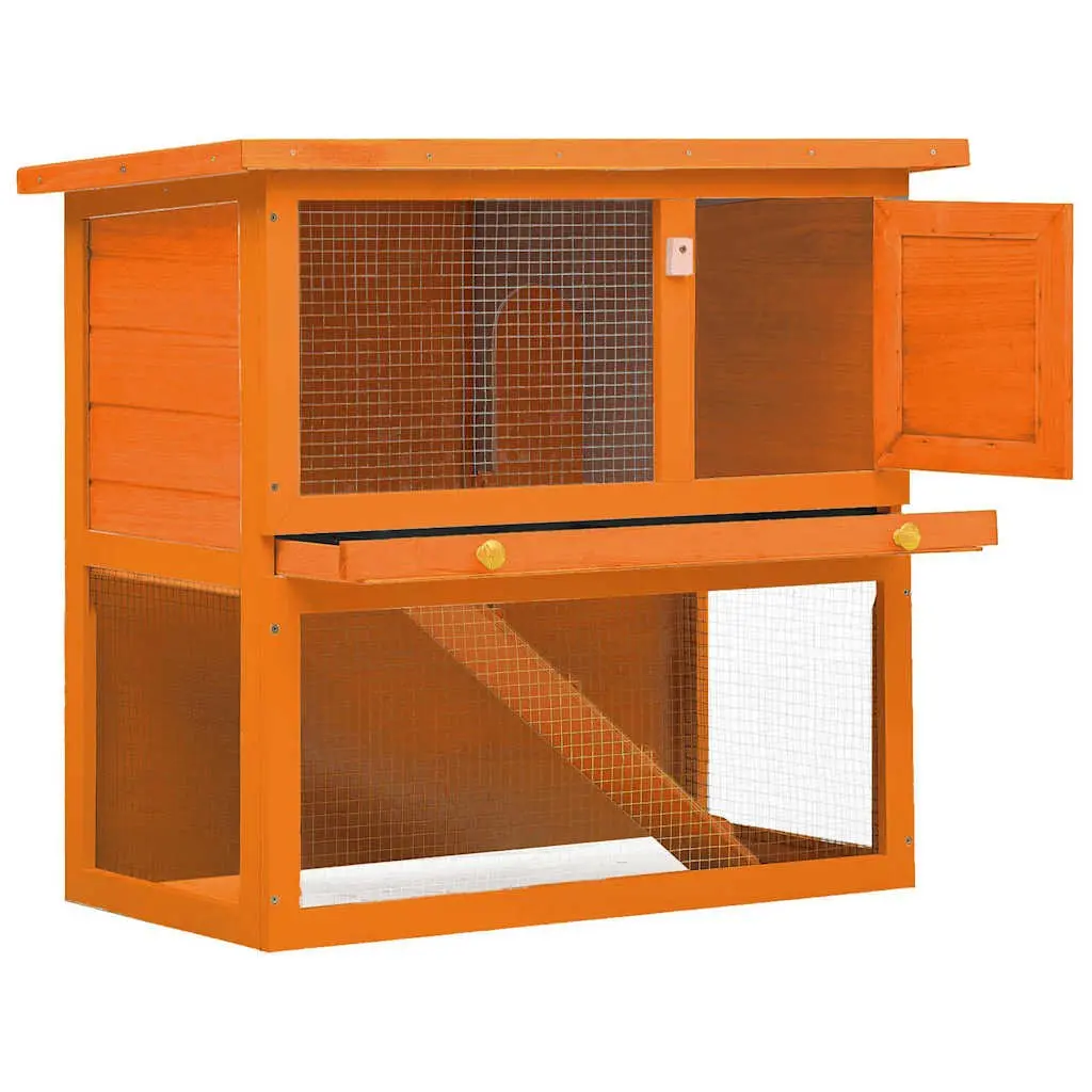 Outdoor Rabbit Hutch Wooden Small Animal House Cage Brown