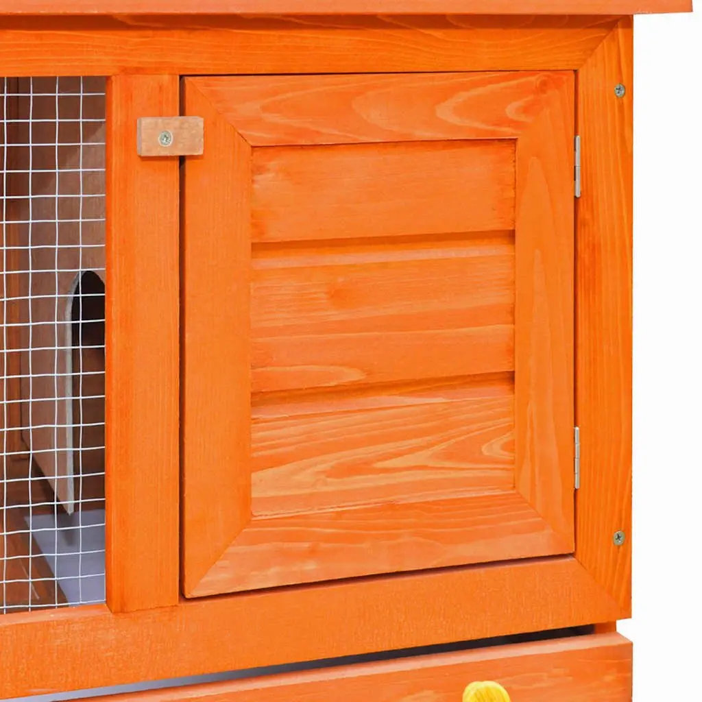 Outdoor Rabbit Hutch Wooden Small Animal House Cage Brown