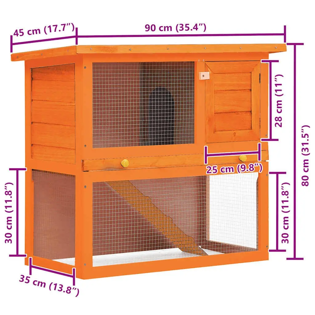 Outdoor Rabbit Hutch Wooden Small Animal House Cage Brown