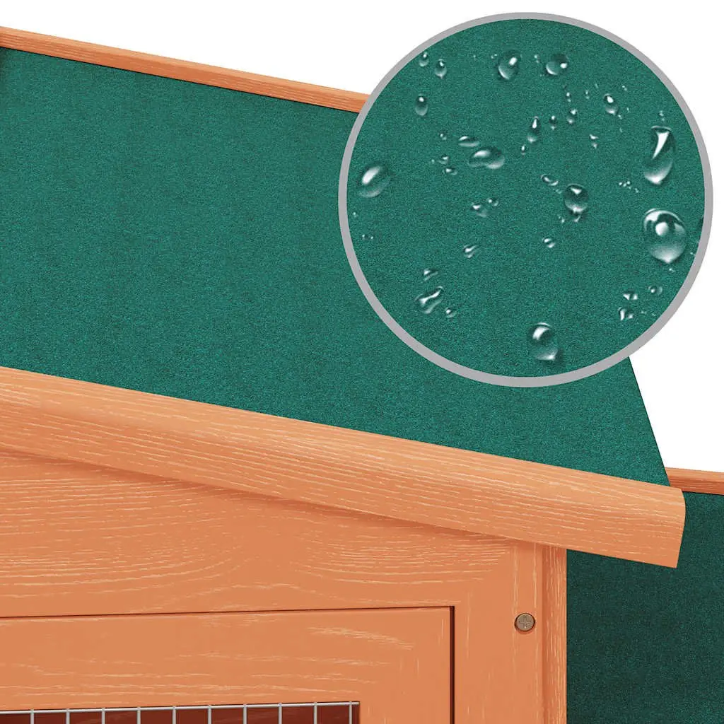 Two Storey Wooden Rabbit Hutch Small Animal Cage with Iron Wire Mesh and Pull-Out Tray Brown