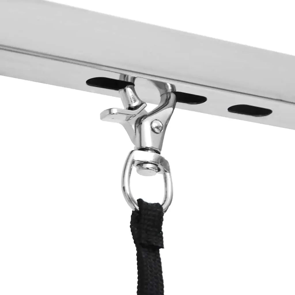 Dog Grooming Table Foldable Adjustable Arm Black Powder-coated Iron Anti-skid Rubber Surface
