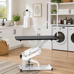 Hydraulic Pet Grooming Table Adjustable Dogs Cats Portable Mobile Groomer Home