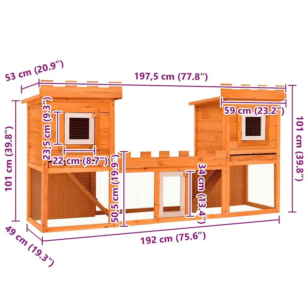 Rabbit Hutch Double House Large Outdoor Pet Cage 2 Layer Small Animal Habitat