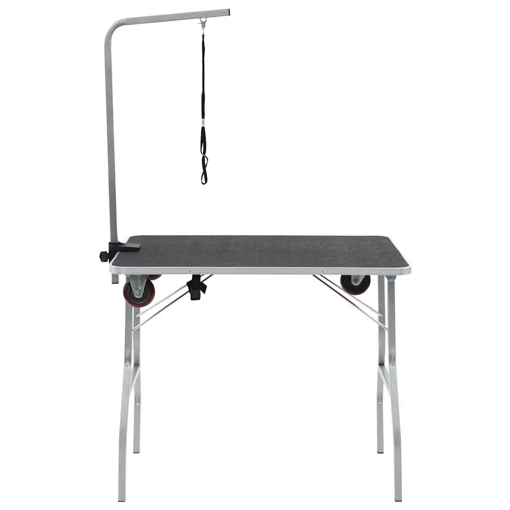 Portable Pet Grooming Table Adjustable Brown Non-Slip Surface with Castors