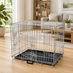 Foldable Metal Dog Bench Large Black Portable Pet Crate Cage Training