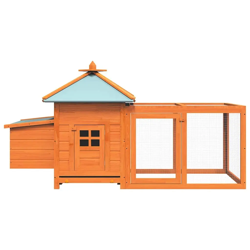 Chicken Coop Wooden Outdoor Large Run Iron Mesh Waterproof Fabric Brown