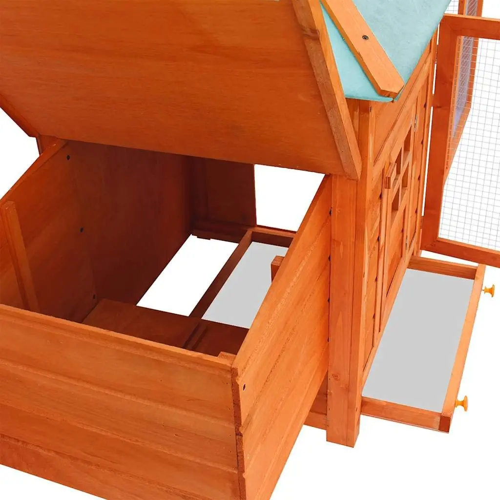 Chicken Coop Wooden Outdoor Large Run Iron Mesh Waterproof Fabric Brown