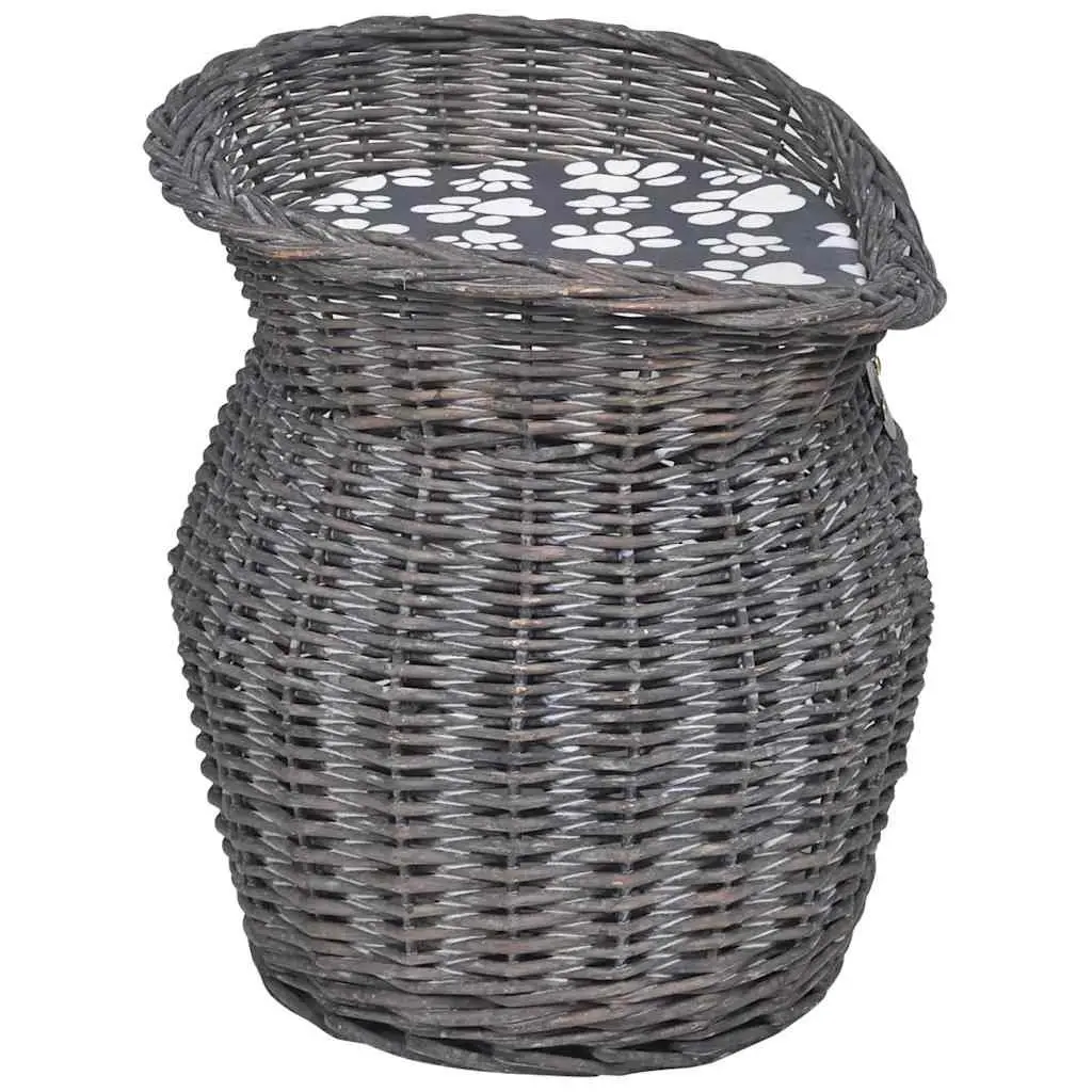 Cat Tree Woven Willow Grey Indoor Outdoor Pet House Bed with Cushion